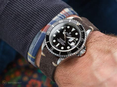 rolex sub on leather|rolex submariner 2020 rubber strap.